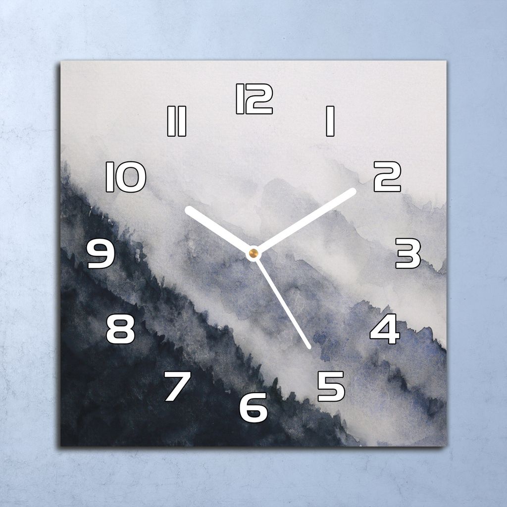 Deko Glasuhr Wanduhr 30x30 Landschaft Berg Quarz Küchenuhr Bürouhr