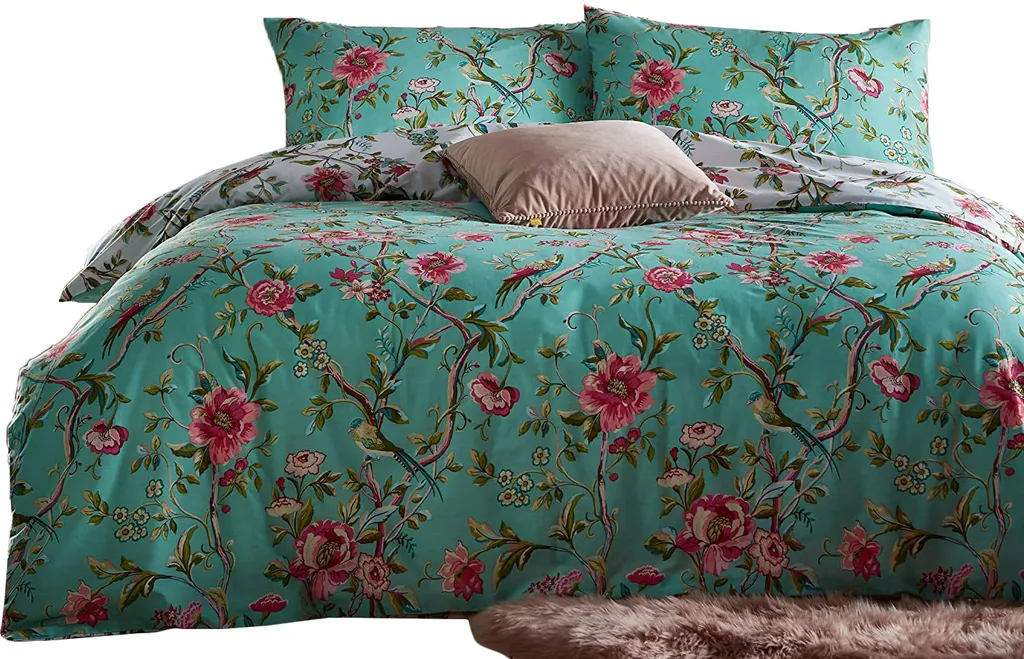 Housse de Couette Kingsize Réversible Chinoiserie Vert Jade RV2138 Furn
