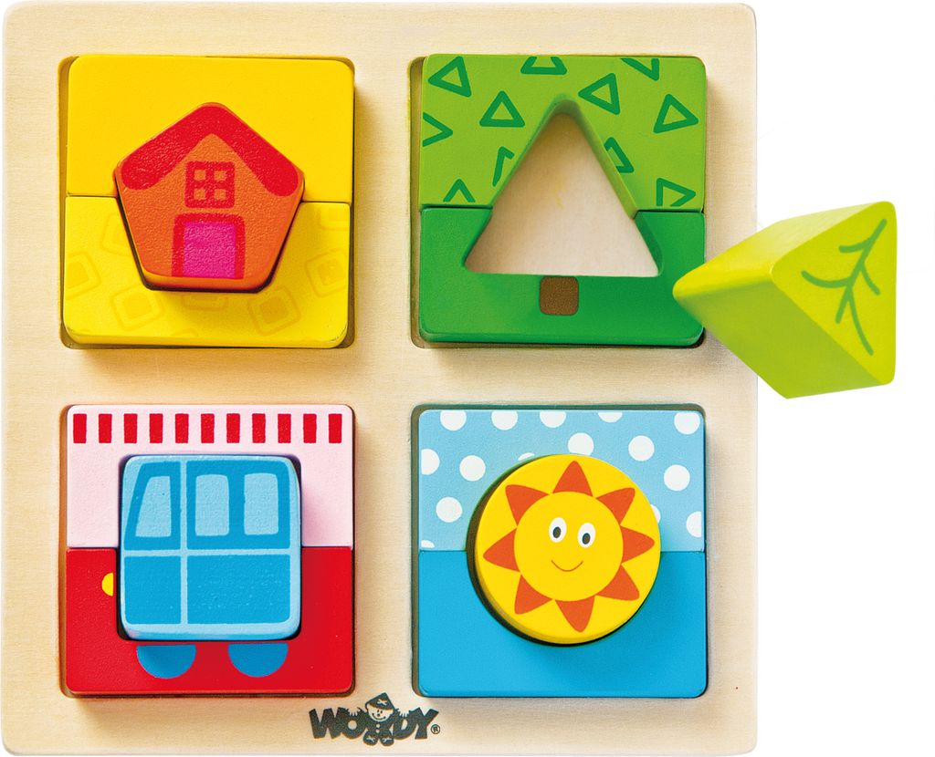Formpuzzle ''Haus und Sonne'' Motorikpuzzle von Woodyland, bunt, 91145