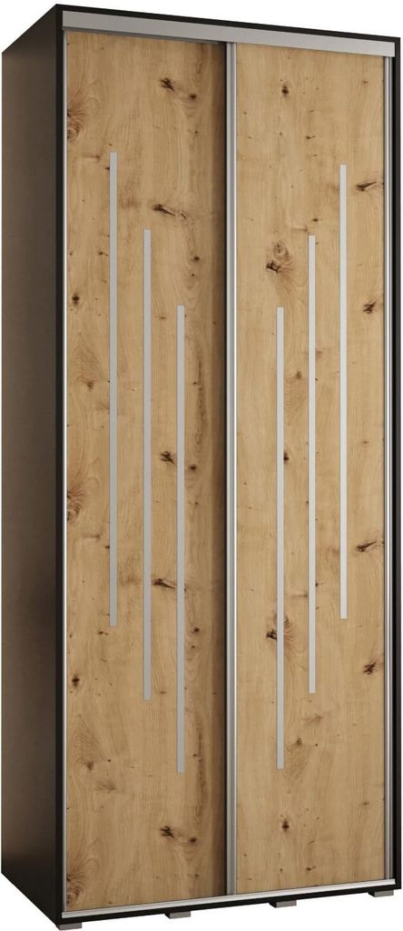 MEBLE KRYSPOL Davos 8 Schrank, zwei Türen - 235,2x120x45 cm - Schwarz Artisan Silber