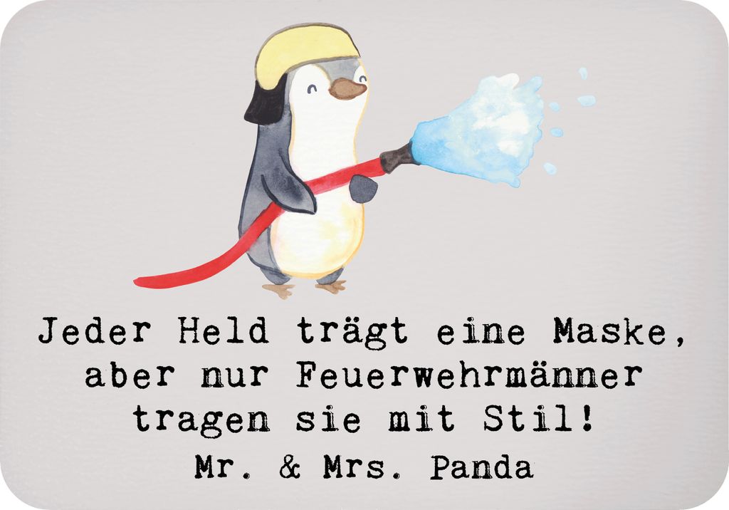 Mr. & Mrs. Panda magnet Stilvolle Feuerwehrmann - Grau Pastell - Geschenk, Beruf, Respekt, zettelhalter, Lebensretter, kreative Geschenke, Kühlsch...