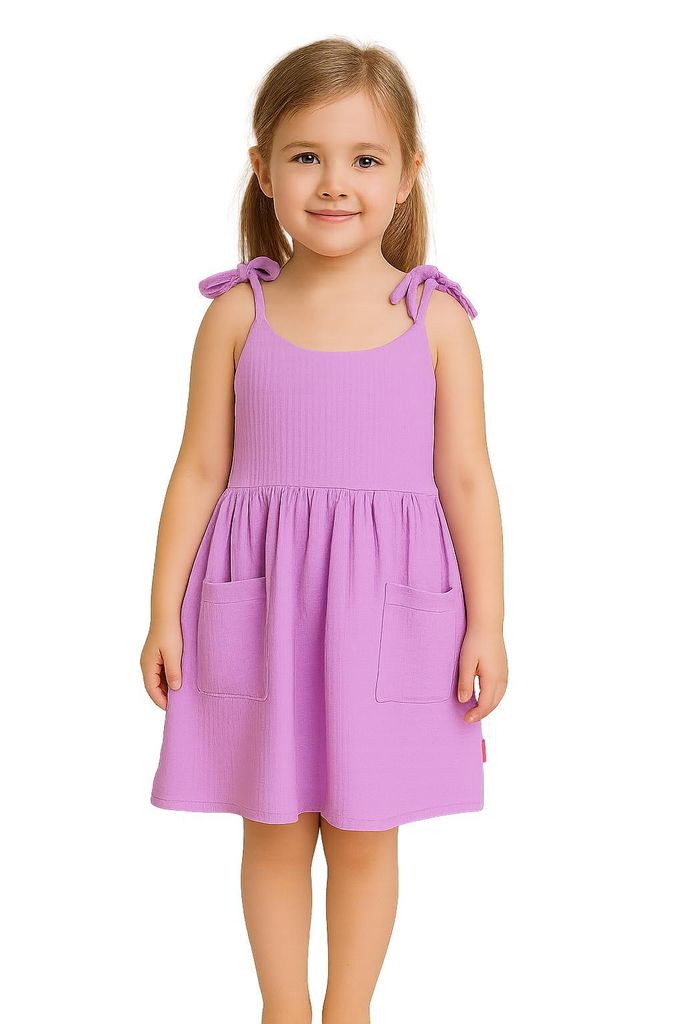 Sommerkleid für Mädchen – 100 % Baumwolle, Größe 104, Alter 4, Jahre, Lila, mit Trägern