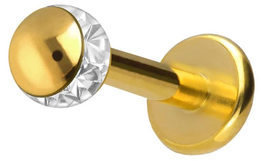 Ohrpiercing, Nasenpiercing Chirurgenstahl Labret EPOXY-RING-KUGEL Gold Stablänge: 6mm + Stabstärke: 1,2mm + Kugelgröße: 3mm