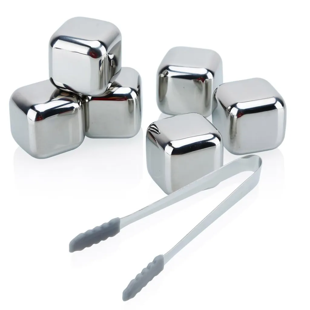 Intirilife Whiskey Steine in SILBER – 6 Stück