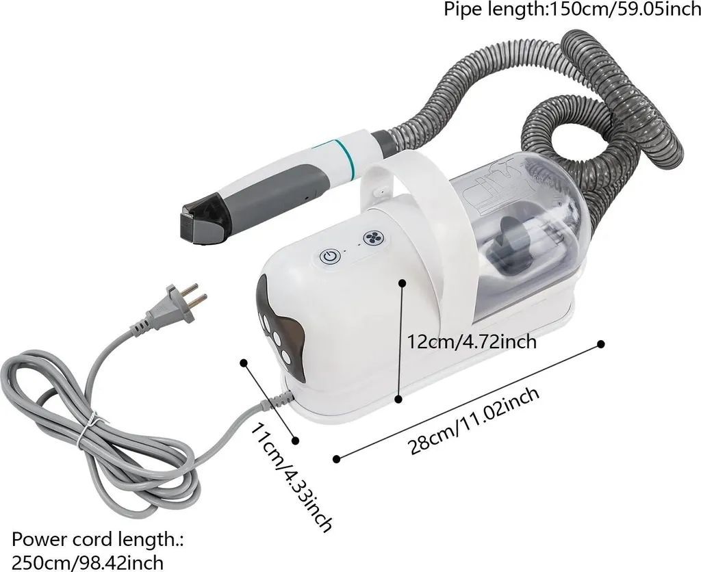 Kit de toilettage aspirateur pour chien et chat 7 en 1 blanc - Prise UE