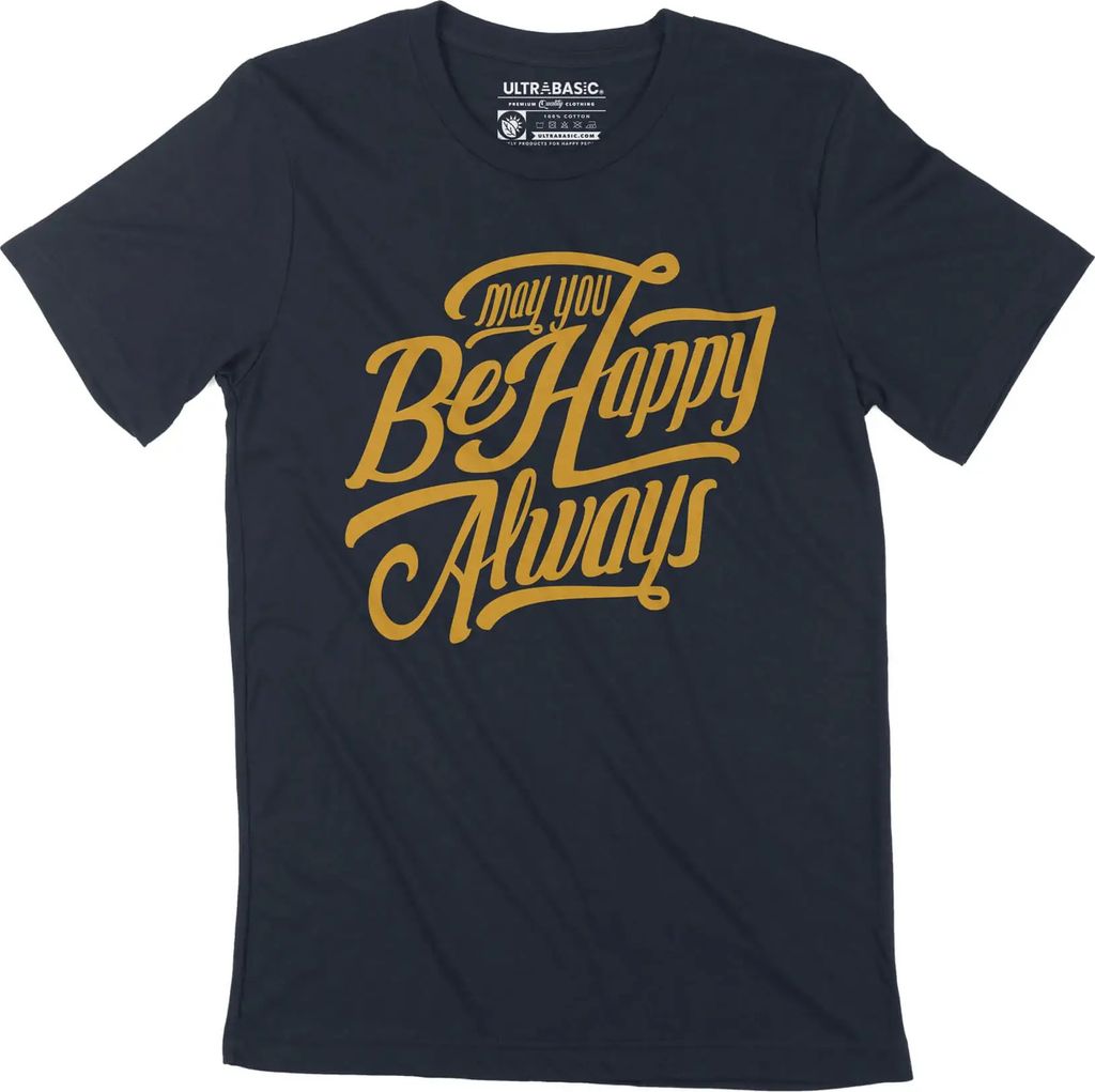 Herren Grafik T-Shirt Motivierend Mögest du immer glücklich sein – Motivational May You Be Happy Always – Öko-Verantwortlich Vintage Jahrgan...