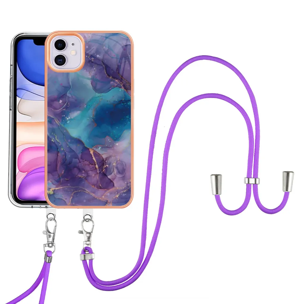 Custodia iPhone 11 TPU Viola: Bumper Anti-Shock con Tracolla Regolabile