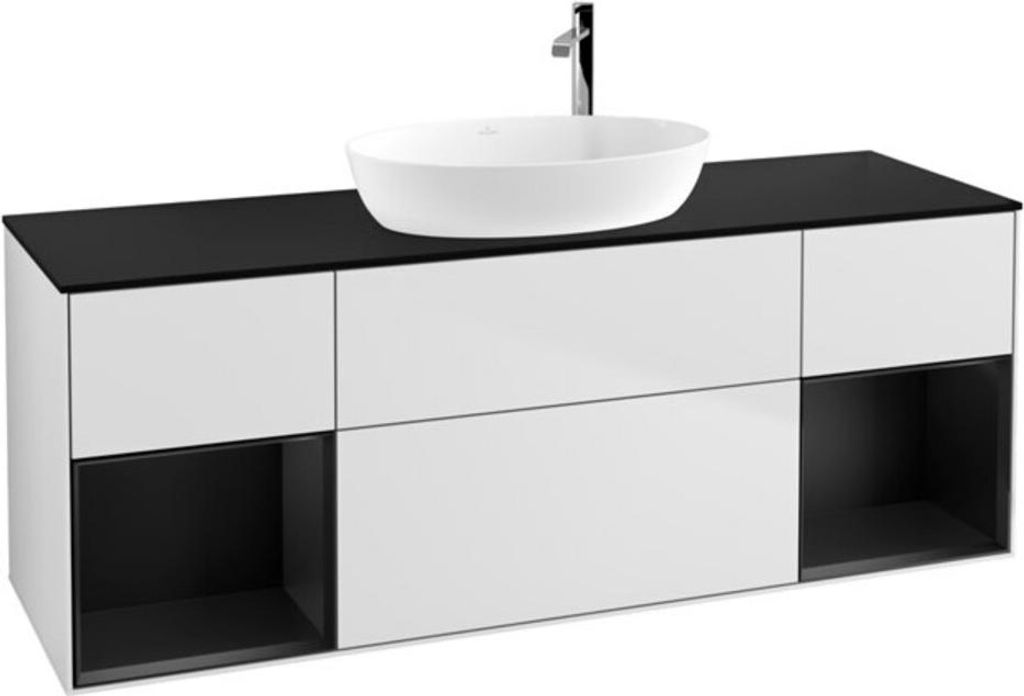 V&B Waschtischunterschrank Wandbeleuchtung Finion 160cm, Pl b m, Reg bla m Lac, wh. m Lac