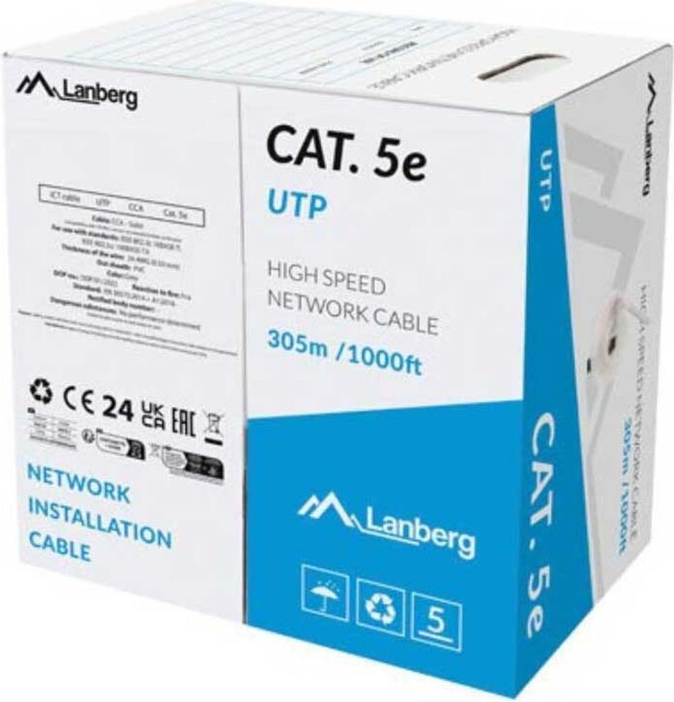 Lanberg LCU5-15CC-0305-S, 305 m, Cat.5/Cat.5e, U/UTP (UTP), RJ-45, RJ-45, Grau