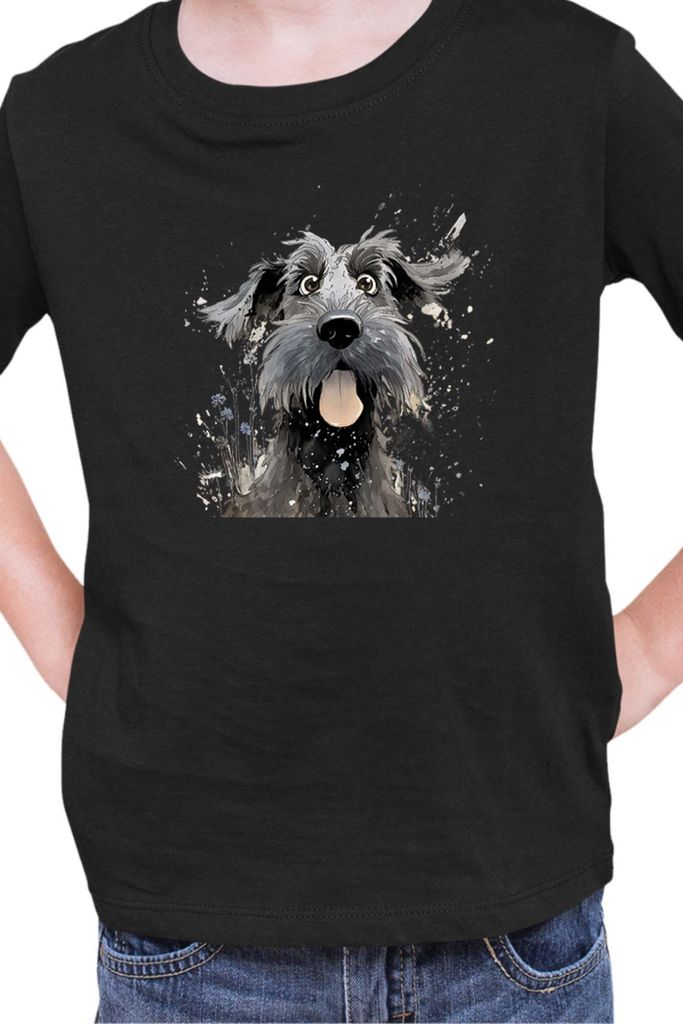 Kinder T-Shirt Funny Dogs Breeds Giant Schnauzer Dog Breed, 3-4 Jahr - 104 / Schwarz