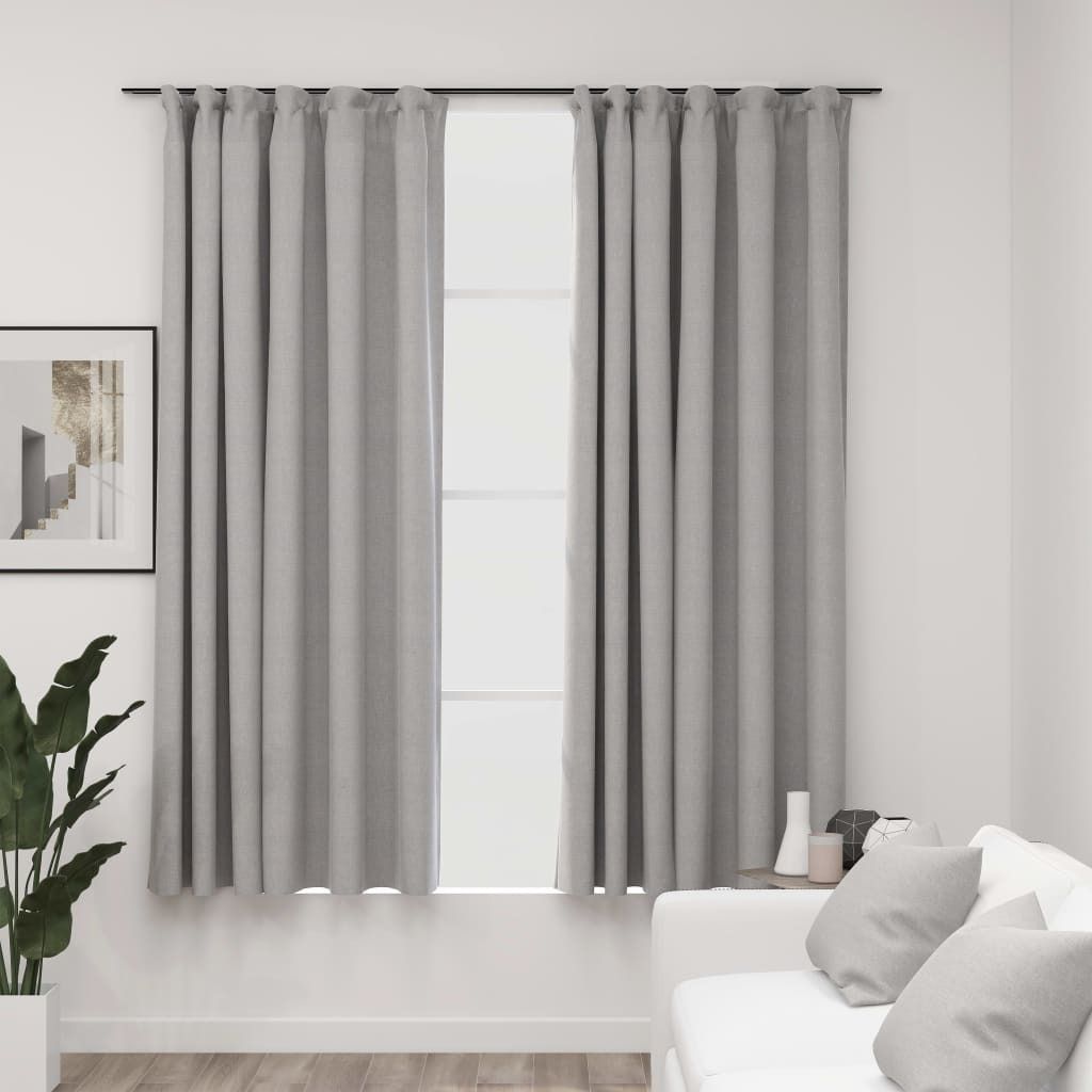 "WINTER SALE"Vorhänge/Gardinen - Verdunkelungsvorhänge Haken Leinenoptik 2er set - modernes Design - für Wohnzimmer Schlafzimmer - Grau 140x175c...