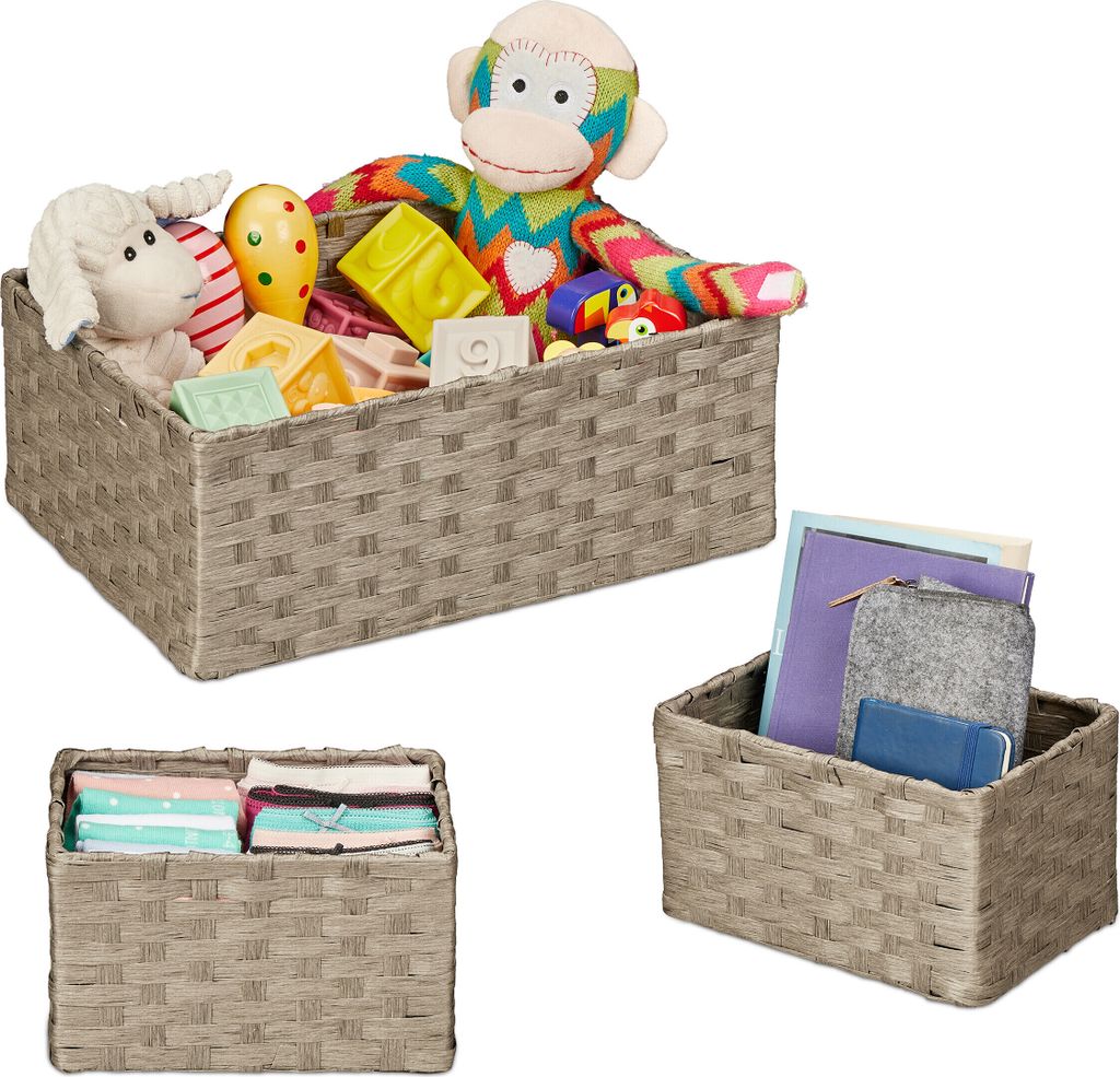 Cestini portaoggetti intrecciati Relaxdays, set da 3, 2 Immagine del prodotto 