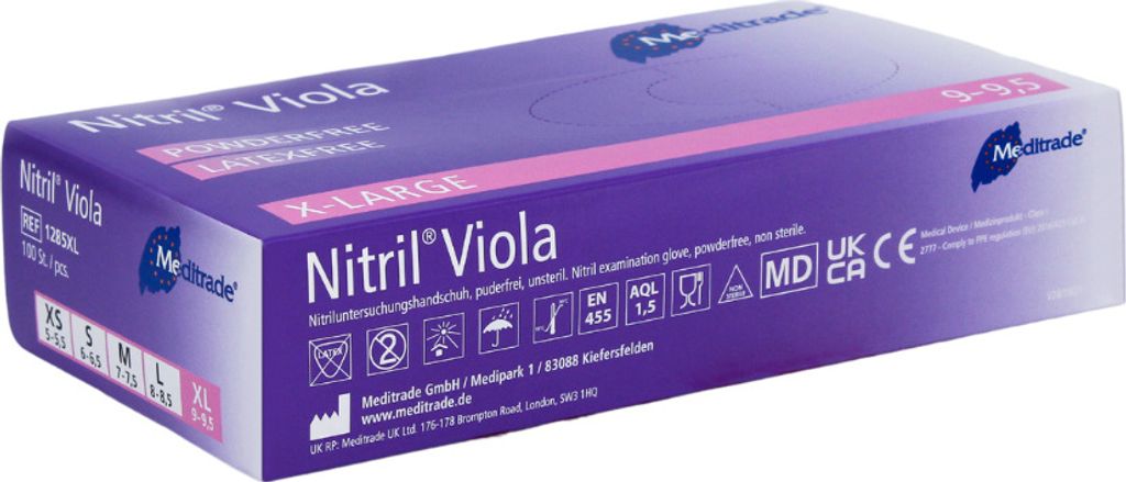 Meditrade - Einmalhandschuhe Nitril Violia - violett-blau - Größe XL - 10x100 Stück