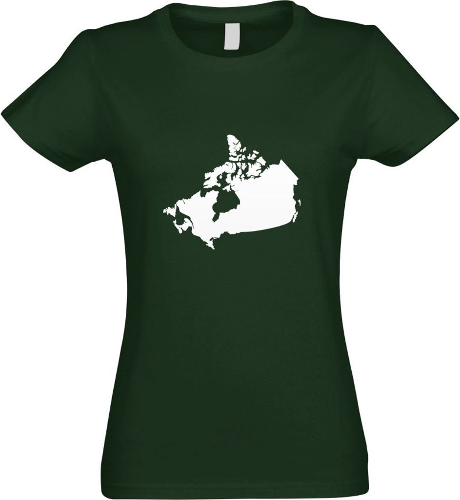 Kiwistar - T-Shirt tailliert - Damen - flaschengrün - Kanada Umriss Kontur - mit Motiv Bedruckt - Funshirt Design - Sport - Freizeit - Damen - S