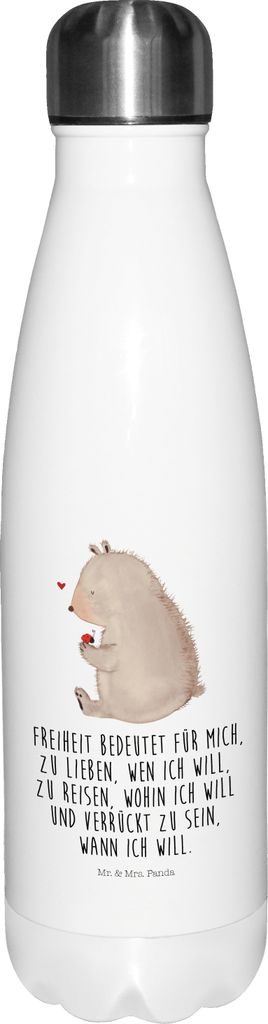 Mr. & Mrs. Panda Thermos Bär Marienkäfer - Weiß - Geschenk, Liebe, thermo trinkflasche, Motivation, Das Leben Ist schön, Teddy, Thermosflasche,...