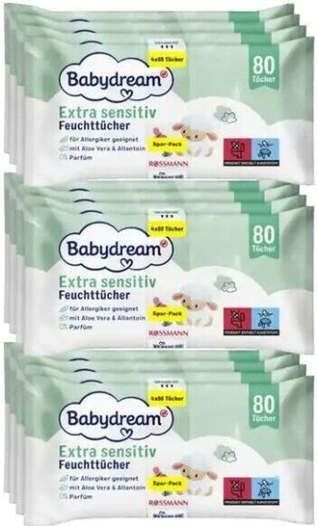 Babydream extra sensitive Feuchttücher 12x80 Tücher Produktbild 