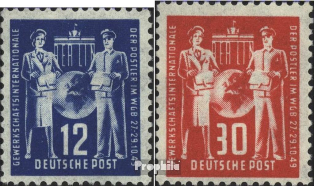 Briefmarken DDR 1949 Mi 243-244 (kompl.Ausg.) postfrisch Gründungskonferenz der Postgewerkschaft