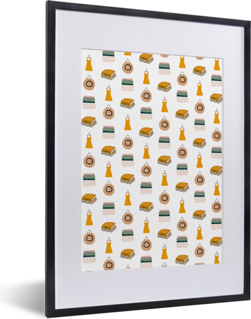 MuchoWow MuchoWow Gerahmtes Poster Kleidung - Muster - Farben 30x40 cm - Poster mit zchwarzem Bilderrahmen - Wandposter Schlafzimmer