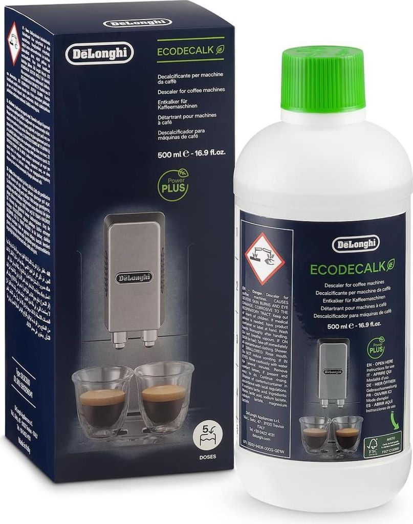 De'Longhi EcoDecalk Entkalker DLSC500, 5 Entkalkungs Dosen, Kaffee Maschinen Entkalker, Kaffee Maschinen Wartungs Zubehör, Pflanzliche Inhaltsstof...