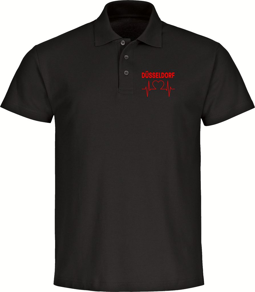 multifanshop Poloshirt - Düsseldorf - Herzschlag, schwarz, Größe 5XL