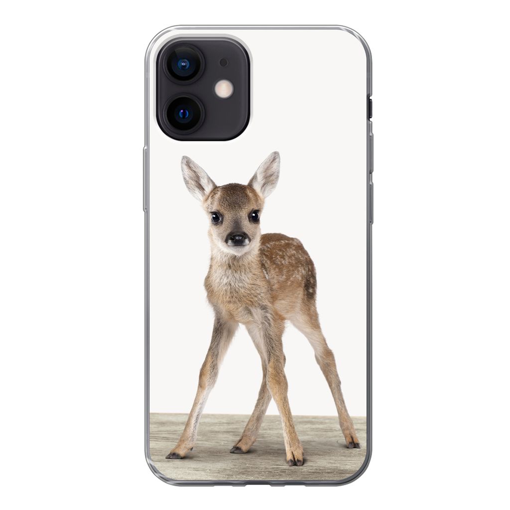 MuchoWow Handyhülle Schutzhülle Hülle für iPhone 12 Hirsche - Baby-Hirsche - Tiere - Mädchen - Jungen - Kinder Silikon Softcase Handy Hülle...