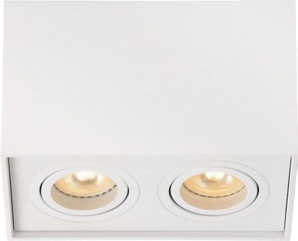 Spot Leuchte Decke Aufputz Aluminium GU10 Weiß 2-flammig länglich Modern Lampe