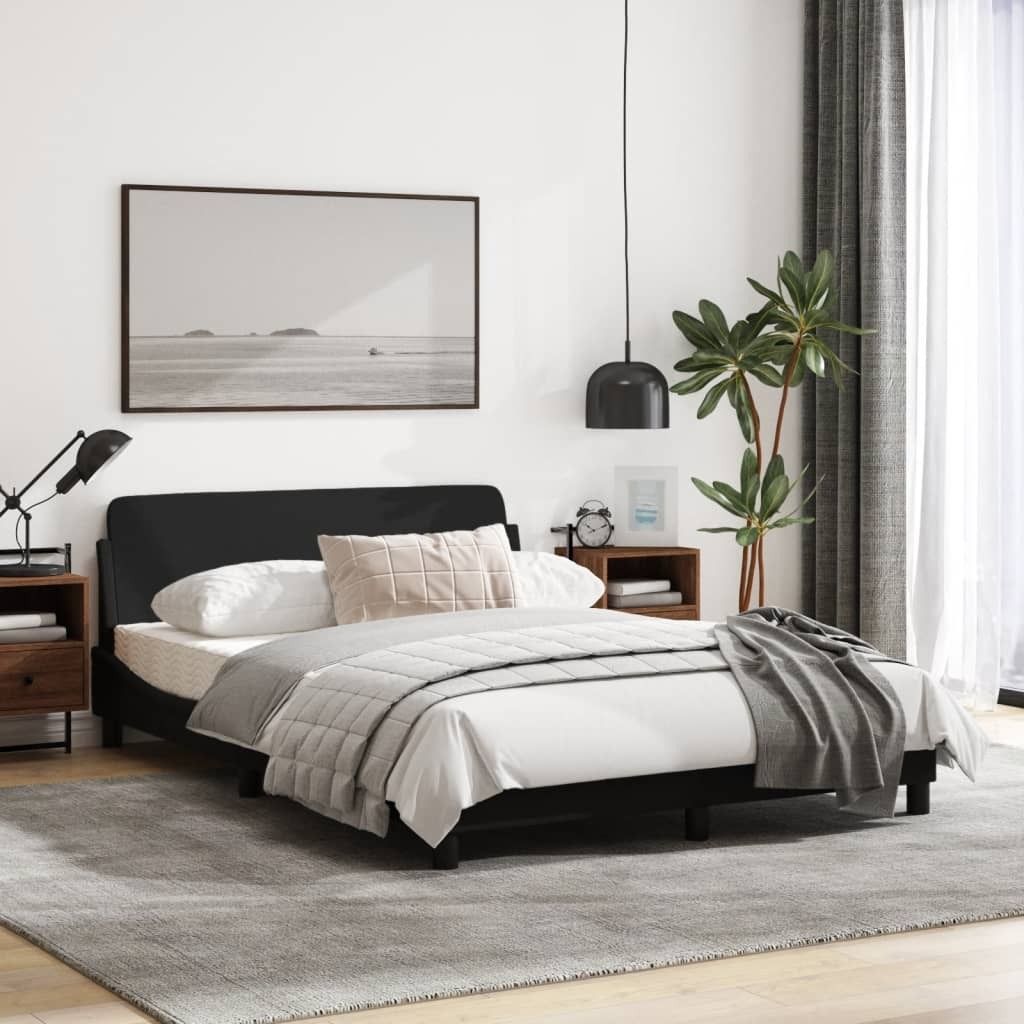 "2026 Aktion"Bettgestell - CLORIS - Doppelbett - Robust und langlebig - "Dover" Schwarz 140x190 cm - Einfache Montage - Stoff - NeuMöbel8134330