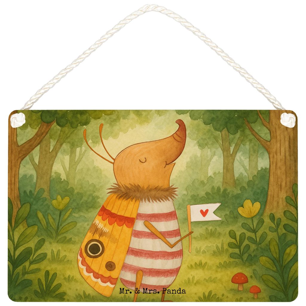 Mr. & Mrs. Panda Schild Nachtfalter Fähnchen Design DIN A5 - Weiß - Geschenk, Wandbild Holz, Käfer, Türschild, kleine aufmerksamkeit, Küche De...