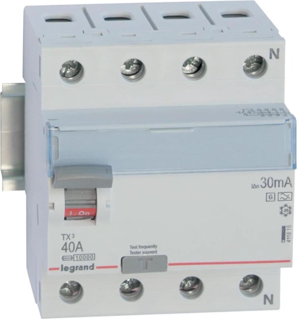 Interruttore differenziale Legrand, tipo F/G, 10 kA, 40 A/4 Immagine del prodotto 