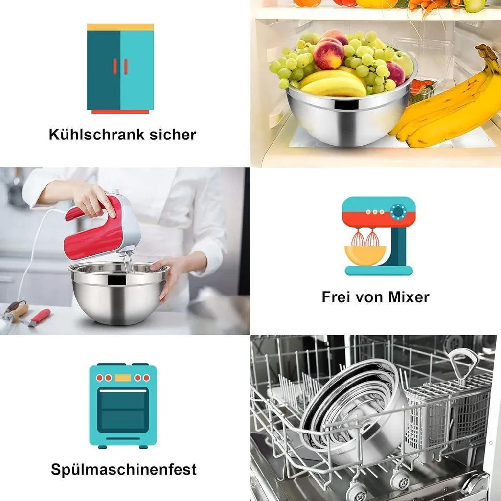 OGGI - Set di 3 ciotole in acciaio inox con coperchio ermetico