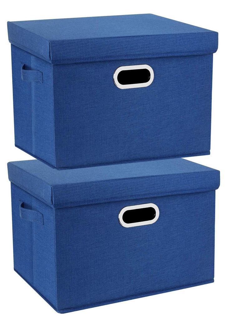 Große Aufbewahrungsbox aus Stoff mit Deckel, faltbar, waschbar, 44 x 30 x 29 cm, 2er-Set