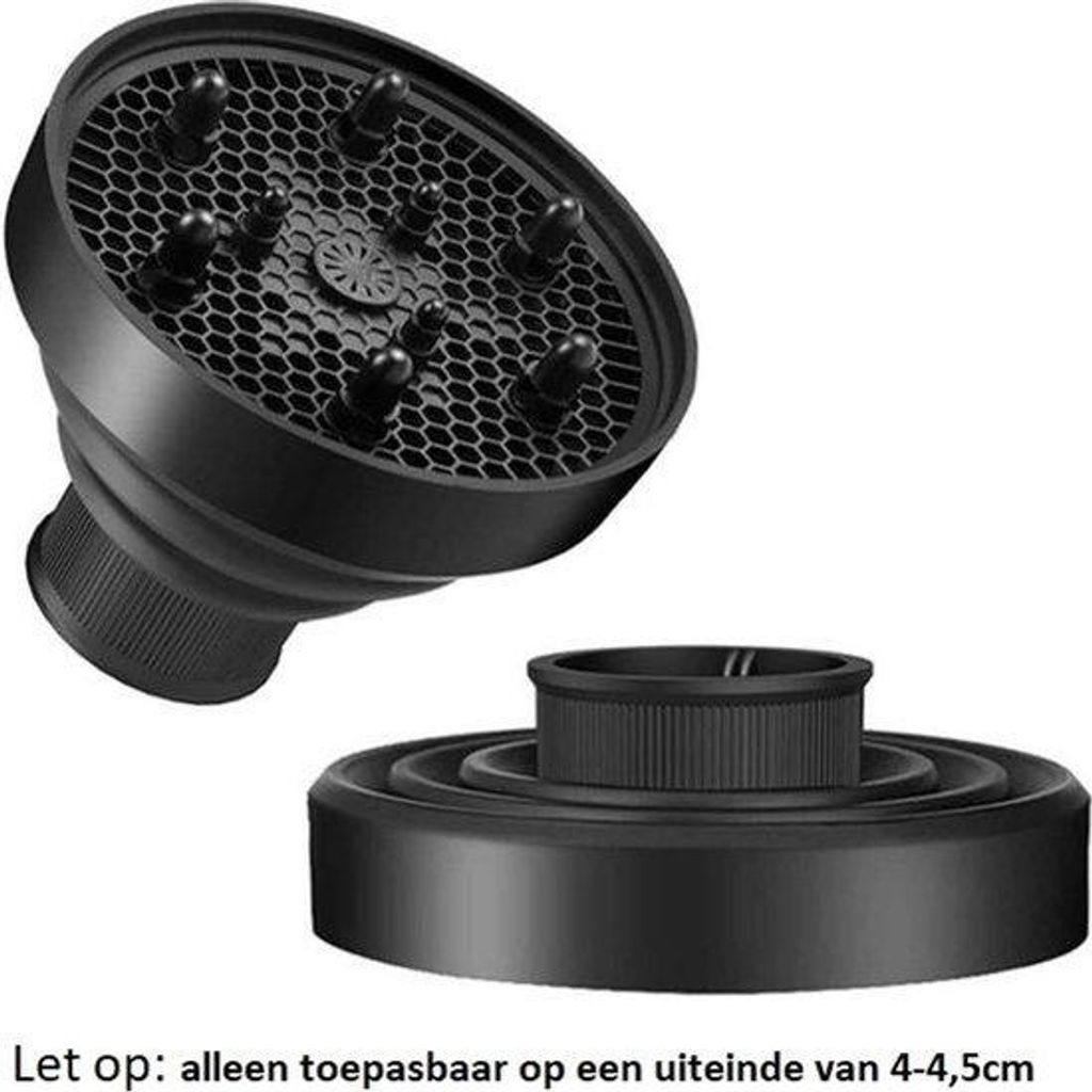 Diffusor Föhn Aufsatz – Universal mit Silikon für Locken universelle Bürste - Haartrockner,Schwarz