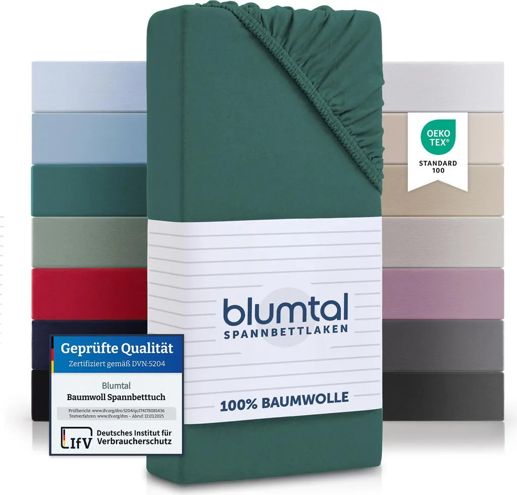 Blumtal® lenzuolo da letto in cotone 120x200cm Basics Jersey in set da 2 - lenzuolo da letto 120x200cm - lenzuolo da montare - Silver Pine