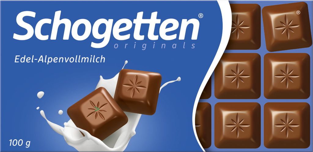 Schogetten Edel-Alpenvollmilch Schokolade (100g Packung) + Produktbild 