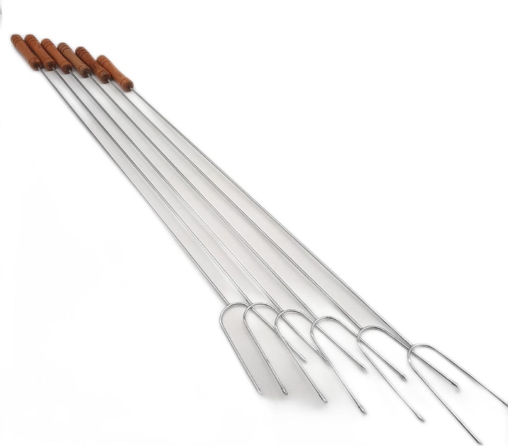 Relaxdays Grillspieße, 6er Set, Holzgriff, Sicherer Produktbild 