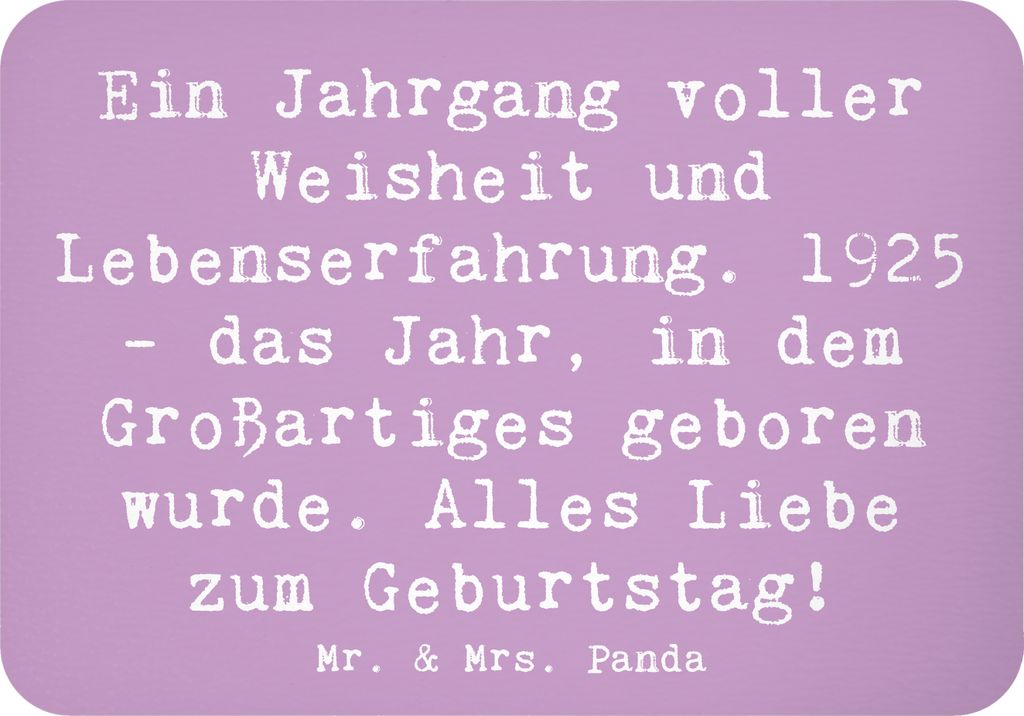 Mr. & Mrs. Panda Kühlschrankmagnet Spruch 1925 Geburtstag - Lavendeltraum - Geschenk, Notizhalter, Alter, Happy Birthday, Geburtstagsgeschenk, whi...