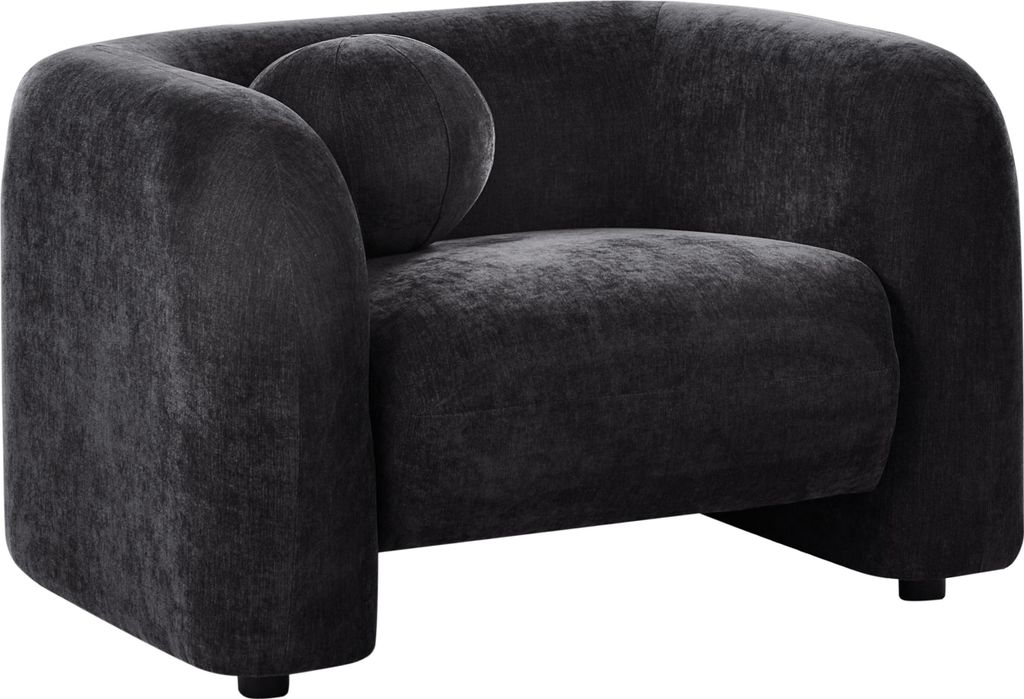 BELIANI Sessel Schwarz Stoffbezug Cocktailsessel mit Armlehnen Rundes Dekokissen Glamouröser Edler Stil Wohnzimmer Ausstattung