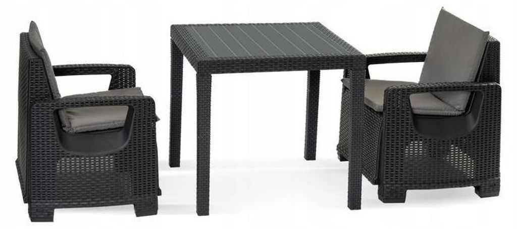 Gartenmöbel-Set Matteo Tisch + zwei Sessel