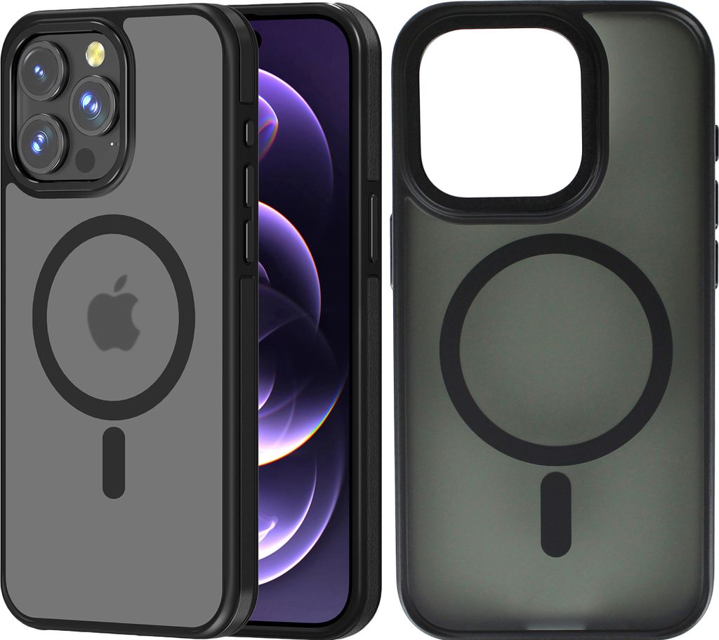 Wörleonline iPhone 15 Pro Hülle matte Optik MagSafe kompatible Handyhülle Case, Schwarz