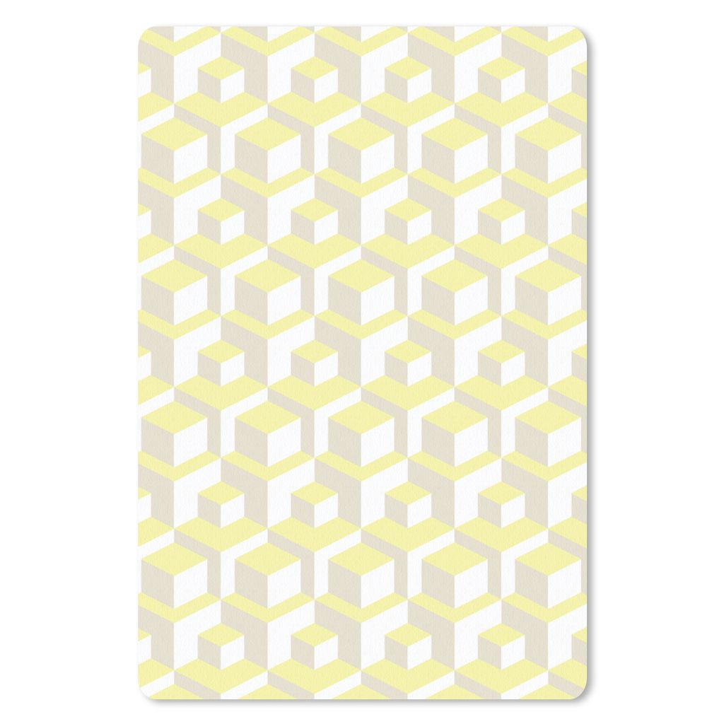 MuchoWow Mauspad Mousepad Blöcke - Muster - 3D - Gelb 40x60 cm - Mousepads - Maus Mat - Pad - Mausunterlage - Schreibtisch Accesoire