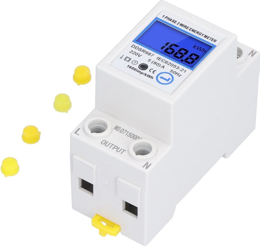 LCD Digitaler Einphasen-Stromzähler 5(80)A mit DIN-Schienenmontage – Elektrischer Verbrauchszähler