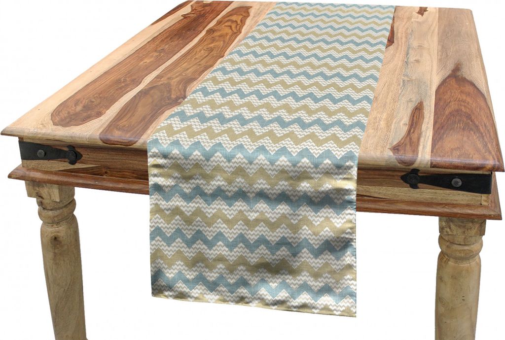 ABAKUHAUS Beige Tischläufer, Herringbone Line Pattern, Esszimmer Küche Rechteckiger Dekorativer Tischläufer, 40 x 300 cm, Beige Stale Blau Staub