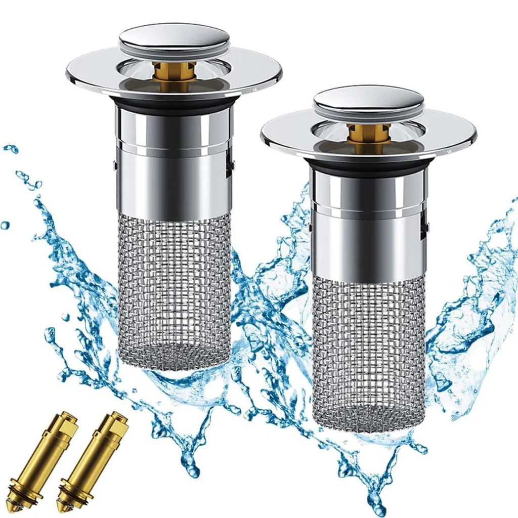 Lot de 2 bouchons de vidange en acier inoxydable pour évier et lavabo
