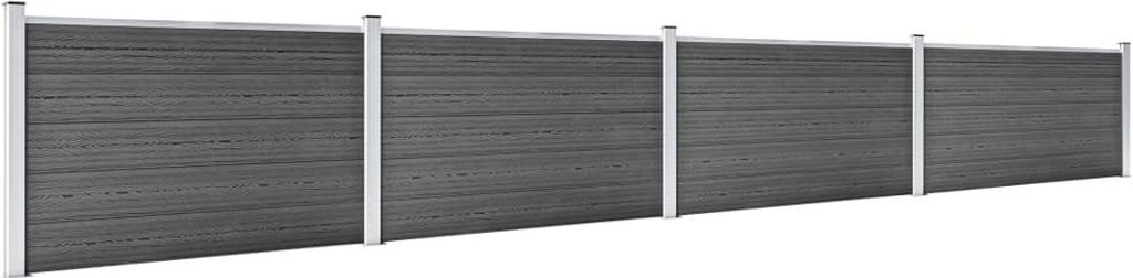 Set di elementi di recinzione WPC 699x105 cm nero Immagine del prodotto 