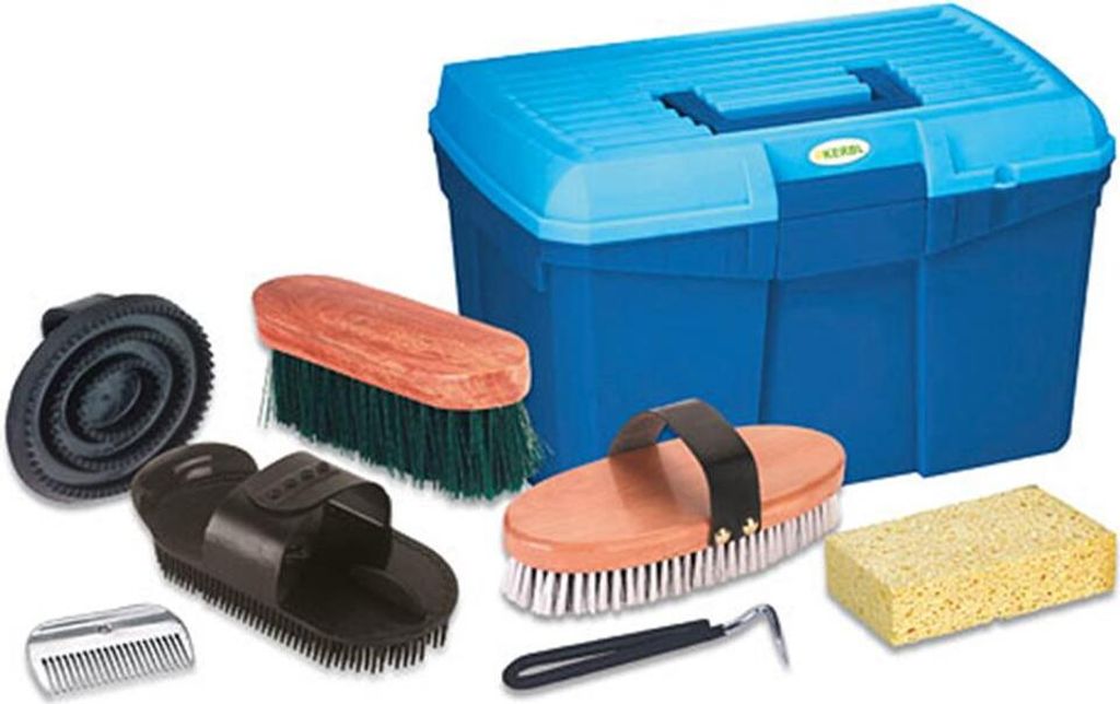 Kerbl Putzbox blau mit Inhalt für Pferde, Pferdebürsten Obrázok produktu 