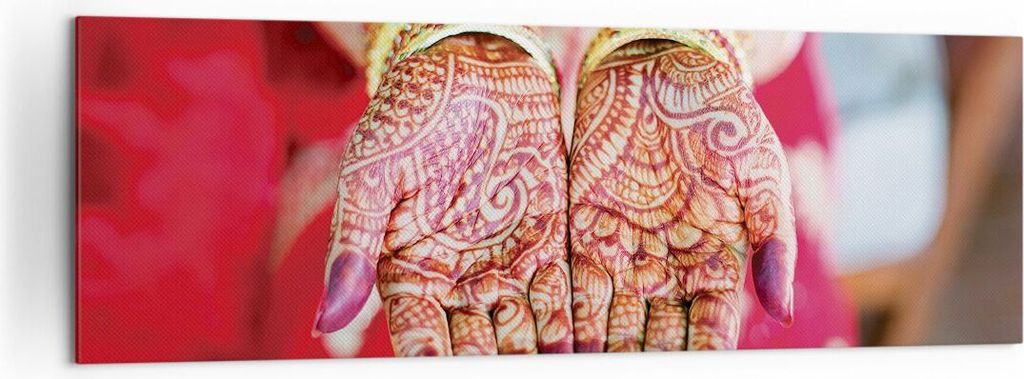 Bild auf Leinwand - Leinwandbild - Einteilig - Hände orientalisch Muster - 160x50cm - Wand Bild - Wanddeko - Wandbilder - Leinwanddruck - Bilder -...