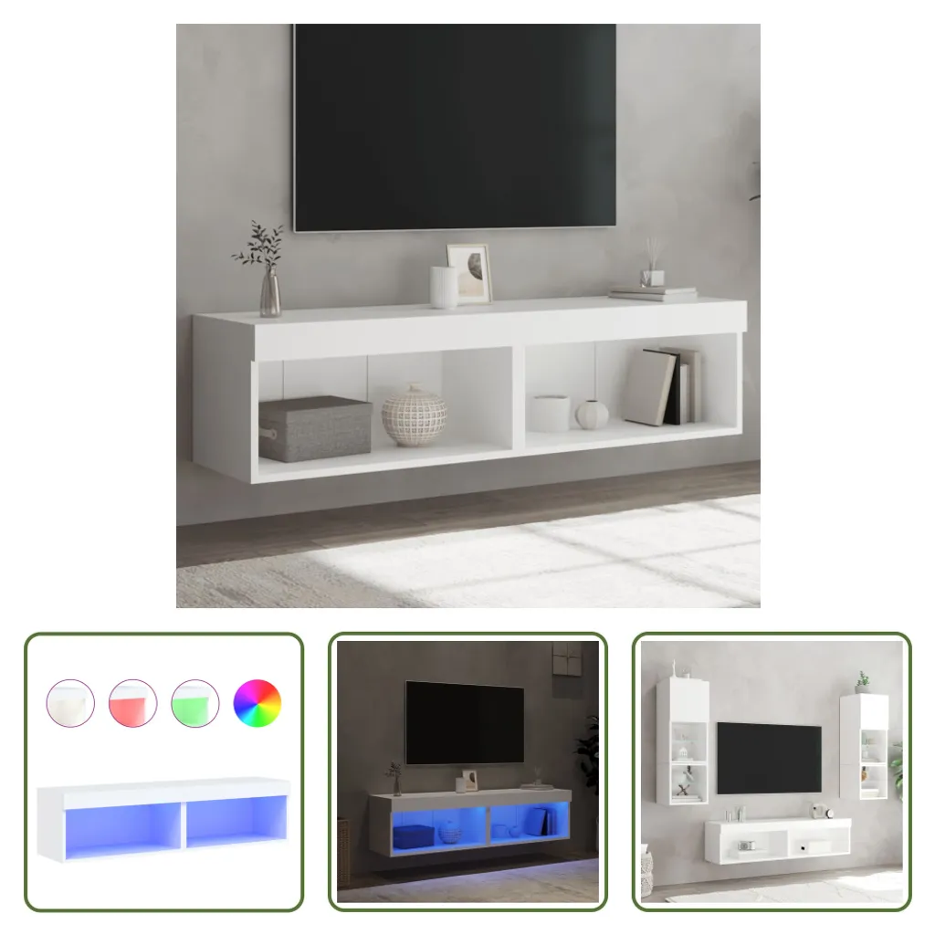 Set 2 Mobili TV Moderni Bianchi con Luci LED 60x30x30 cm | Offerta