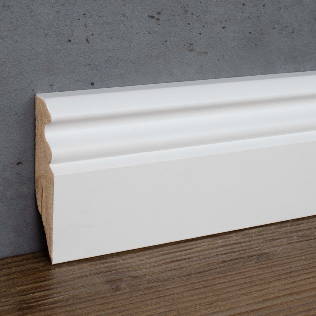 PROVISTON | Sockelleiste MDF | 19 x 80 x 2500 mm | Weiß | Leiste Berliner Profil