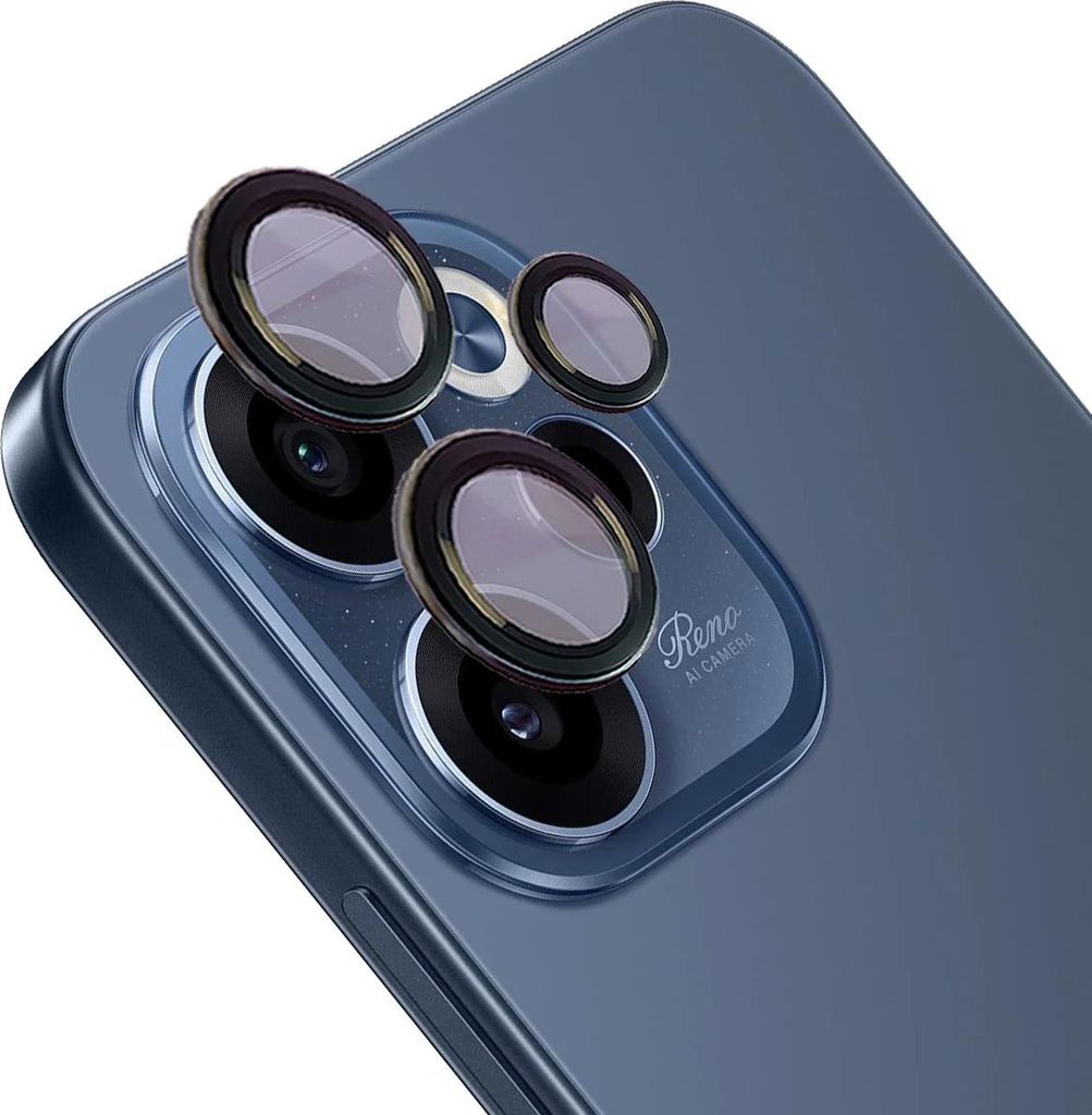 Glas für die Kamera für Oppo Reno 15 F / FS, Bizon Glass Snap Lens, 1 Set, Schwarzer Rahmen