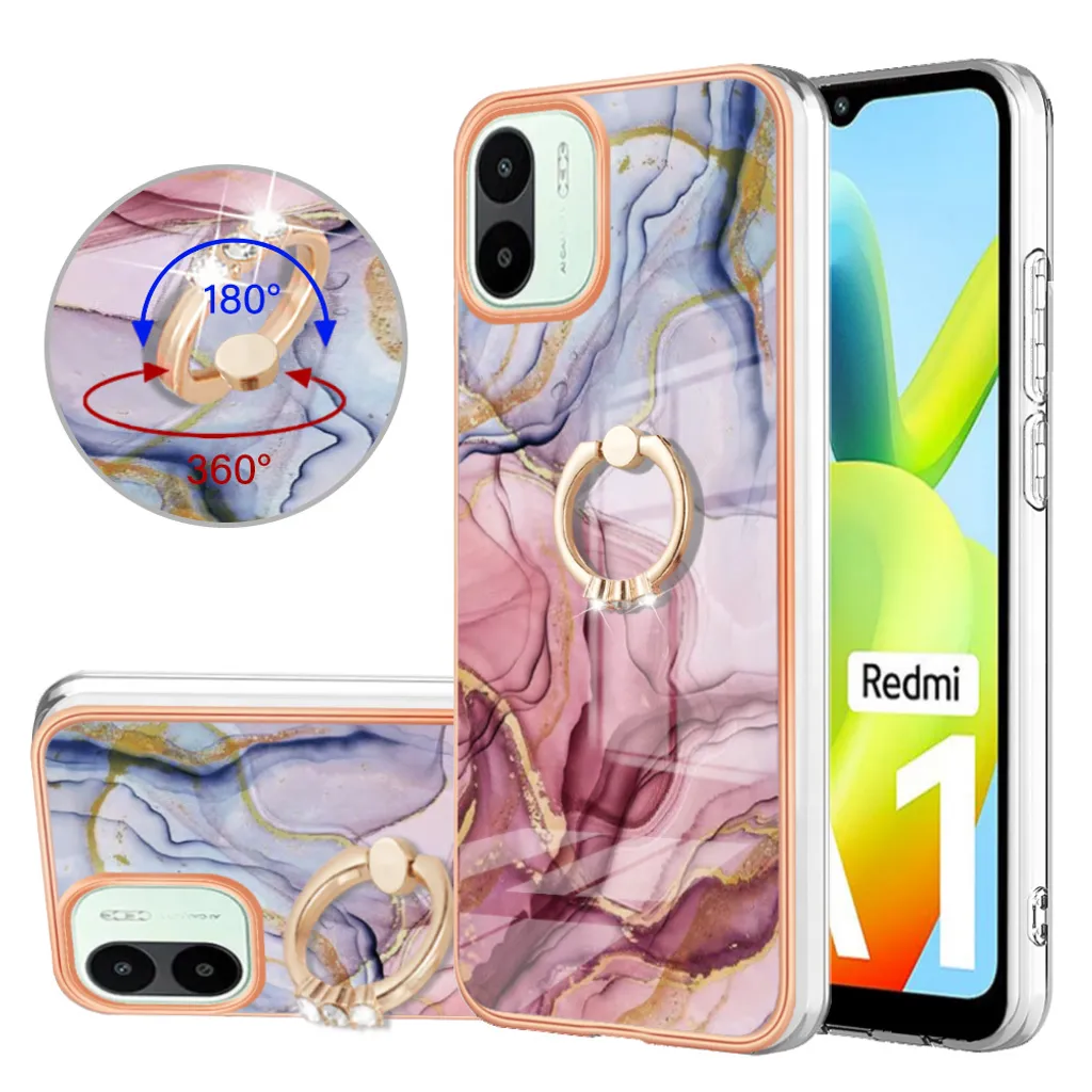 Custodia Xiaomi Redmi A1 con Anello Oro Rosa - Protezione Silicone TPU